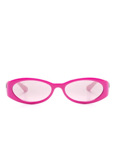 Gucci Oval-frame Sunglasses In 粉色