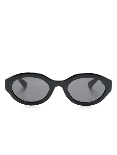 Gucci Oval-frame Sunglasses In 黑色