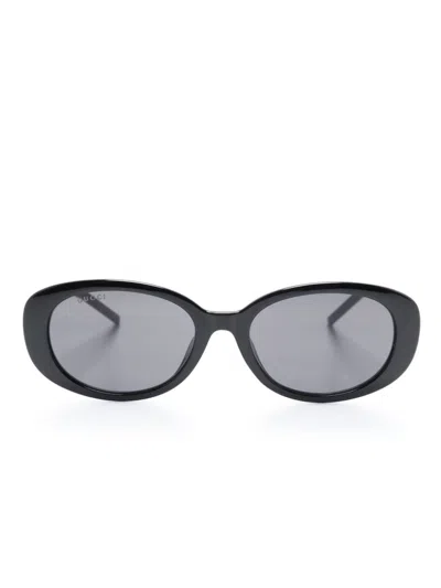 Gucci Oval-frame Sunglasses In 黑色