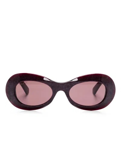 Gucci Oval-frame Sunglasses In 紫色