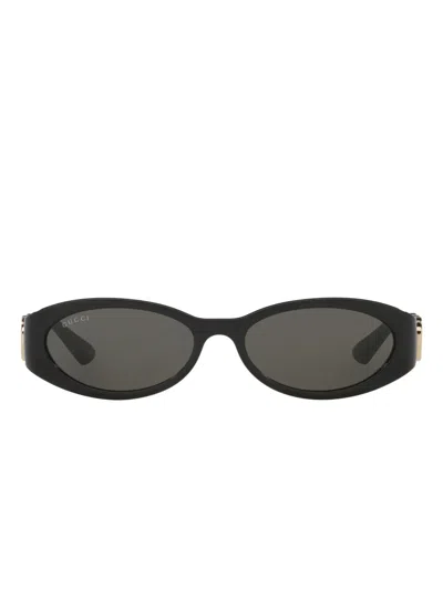 Gucci Oval-frame Sunglasses In Black