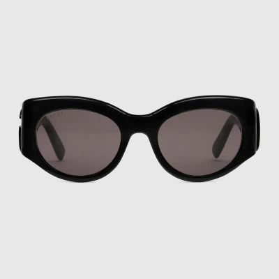 Gucci Oval Frame Sunglasses In Black