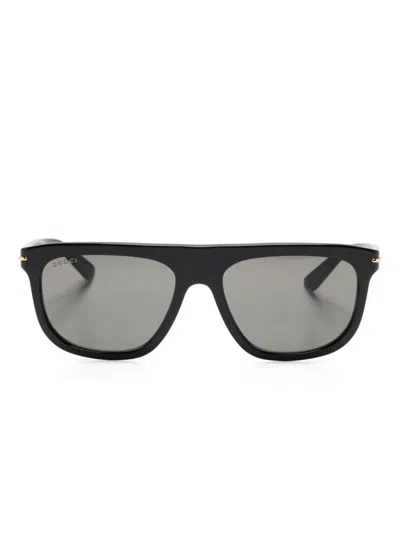 Gucci Oval-frame Sunglasses In Black