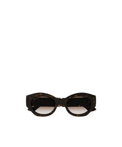Gucci Oval-frame Sunglasses In Black