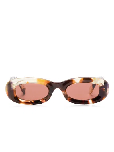 Gucci Oval-frame Sunglasses In Brown