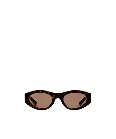 Gucci Oval Frame Sunglasses In Brown