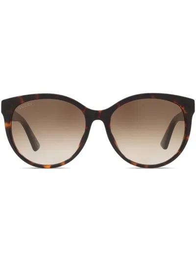 Gucci Oval-frame Sunglasses In Brown