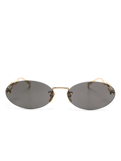 Gucci Oval-frame Sunglasses In Gold