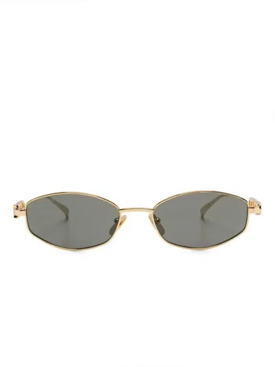 Gucci Oval-frame Sunglasses In Gold