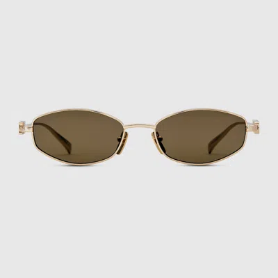Gucci Oval Frame Sunglasses In Gold