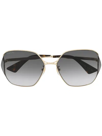 Gucci Oval-frame Sunglasses In Gold