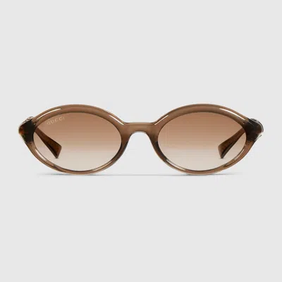 Gucci Oval Frame Sunglasses In Pink