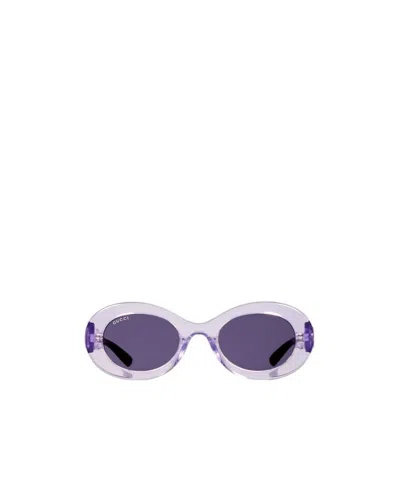 Gucci Oval Frame Sunglasses In Purple