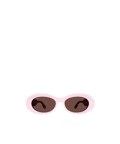 Gucci Oval-frame Sunglasses In Red