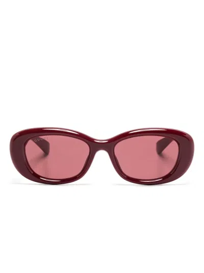 Gucci Oval-frame Sunglasses In Rot