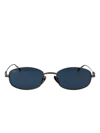Gucci Oval-frame Sunglasses In Blue
