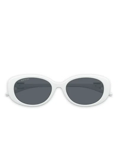 Gucci Oval-frame Sunglasses In White