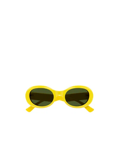 Gucci Oval-frame Sunglasses In Yellow
