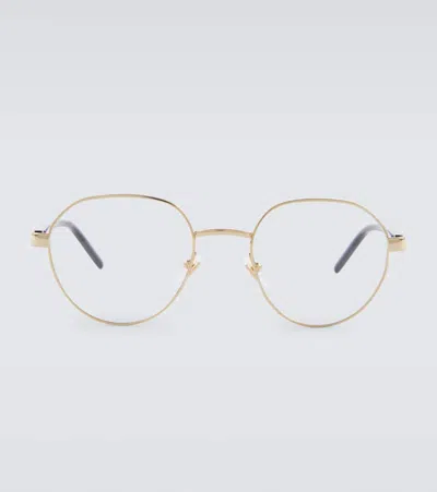 Gucci Oval Glasses In 002 Gold Gold Transparent