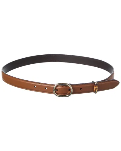 Gucci Oval Leather Buckle Belt In Brown