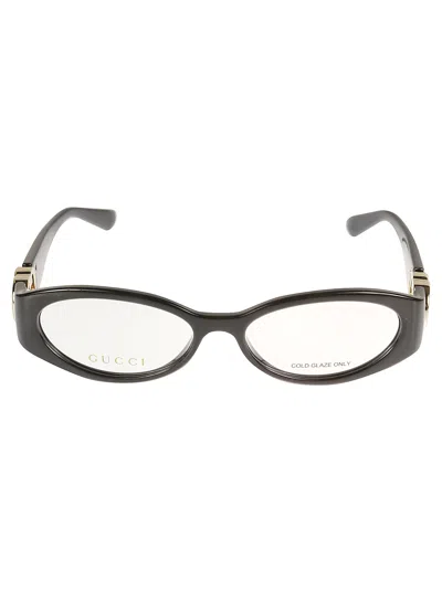 Gucci Oval Lens Logo Frame In Black