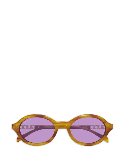 Gucci Oval Logo-detail Sunglasses In Brown