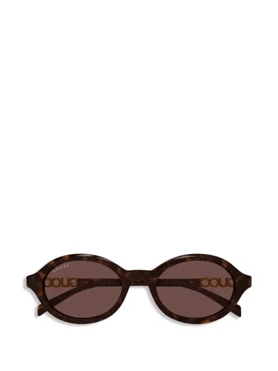 Gucci Oval Logo Sunglasses In Brown