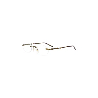 Pre-owned Gucci Oval Metal Eyeglasses 'gold/brown/transparent' | Women's Size Onesize