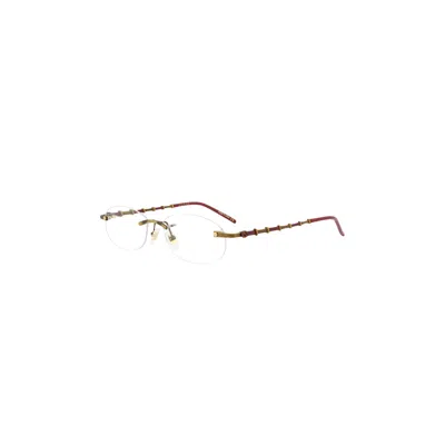 Pre-owned Gucci Oval Metal Eyeglasses 'gold/red/transparent' | Women's Size Onesize