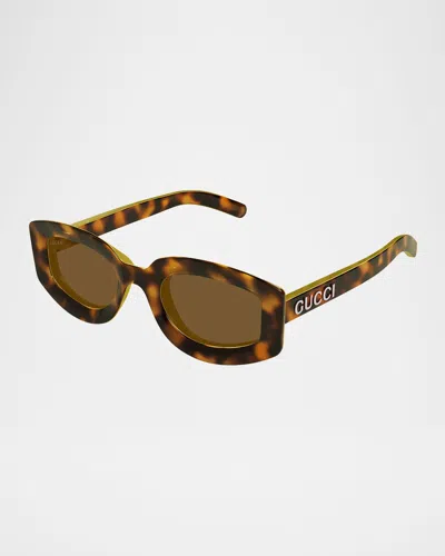 Gucci Oval Plastic Sunglasses In Brown