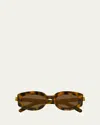 Gucci Oval Plastic Sunglasses In Shiny Spotted Havana Yellow
