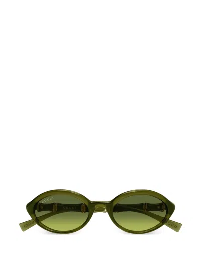 Gucci Oval Sunglasses In Green