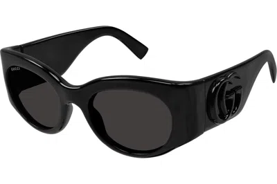 Pre-owned Gucci Oval Sunglasses Black/grey (gg1544s-001-53)
