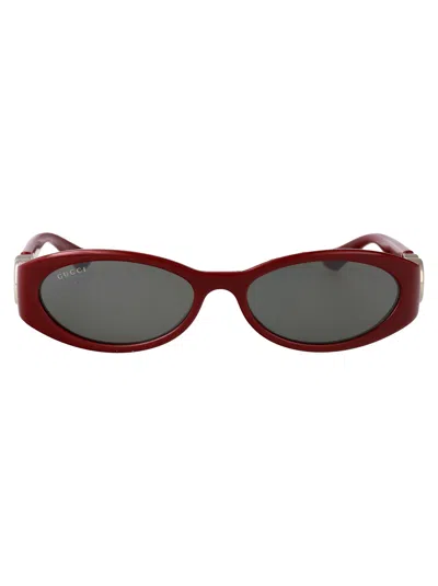 Gucci Oval Sunglasses Gg1660 S 006 In Burgundy