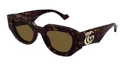 Pre-owned Gucci Oval Sunglasses In Brown (gg1421s/002/fr)