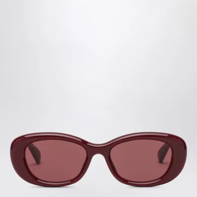 Gucci Oval Sunglasses In Burgundy Colour