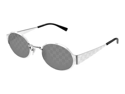 Pre-owned Gucci Oval Sunglasses In Silver Smoke (gg1854s/002)