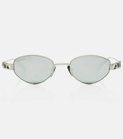 Gucci Oval Sunglasses In Silver