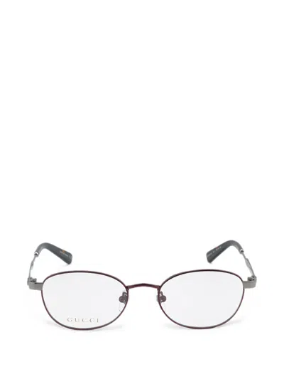Gucci Oval-frame Glasses In Red