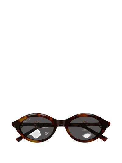 Gucci Oval-frame Sunglasses In Brown