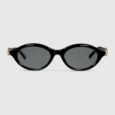 Gucci Oval-frame Sunglasses In Black