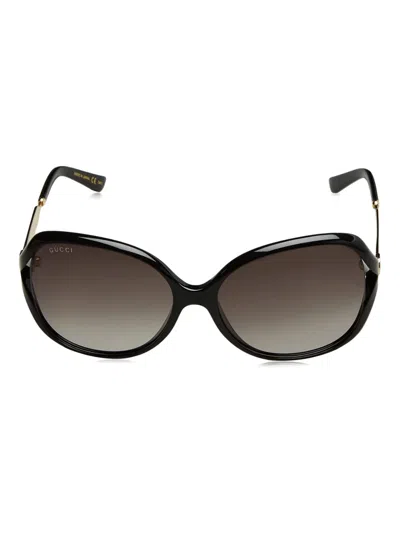 Gucci Oval-frame Sunglasses In Black
