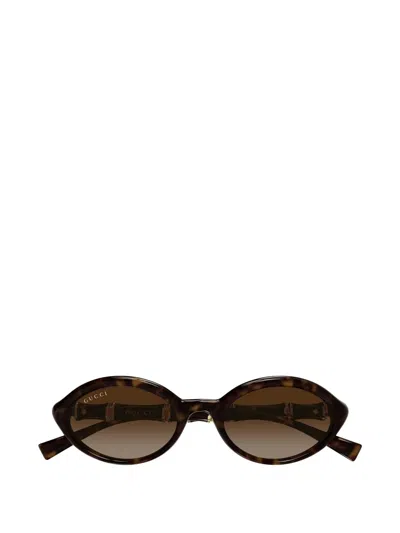 Gucci Oval-frame Sunglasses In Brown