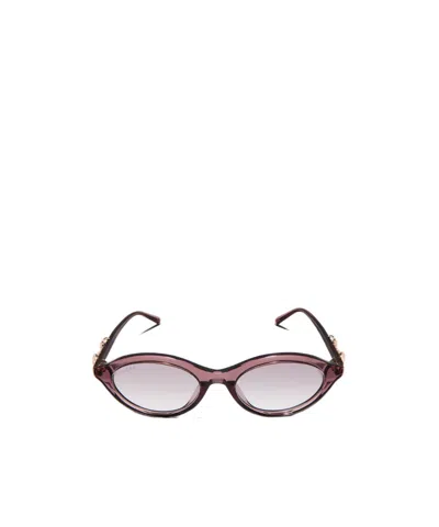 Gucci Oval-frame Sunglasses In Burgundy