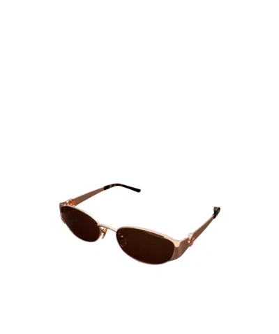 Gucci Oval-frame Sunglasses In Burgundy
