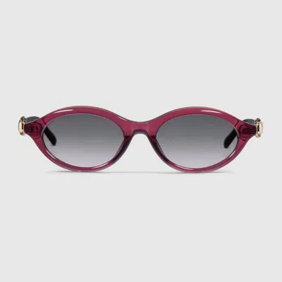 Gucci Oval-frame Sunglasses In Red