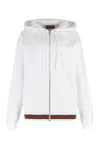 Gucci White Sweatshirt With Logo Imprinted On The Front And Web Detail On The Edge In Cotton Man
