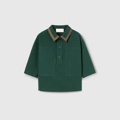 Gucci Babies' Overshirt Aus Baumwollpopeline In Green