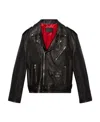 Gucci Oversize Biker Leather Jacket In Black