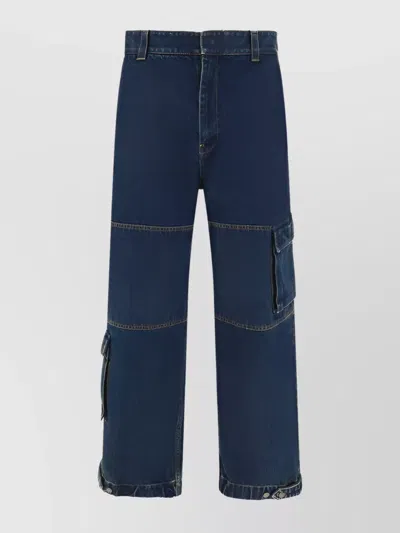 Gucci Oversize Cotton Jeans Wide Leg In Blue